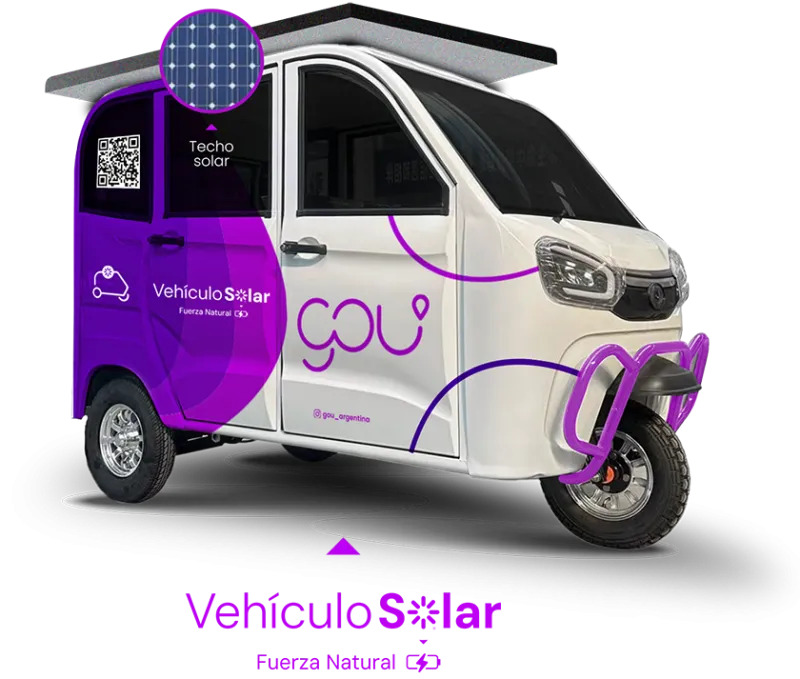 Triciclo eléctrico de GOU utilizado para viajes urbanos en San Francisco, Córdoba